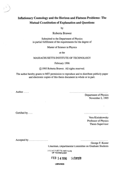 Inflationary Cosmology and the Horizon and Flatness Problems: the Mutual Constitution of Explanation and Questions by Roberta Brawer