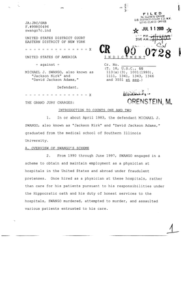 Ndictment of Dr. Michael Swango for Killing Patients at Northport NY VA