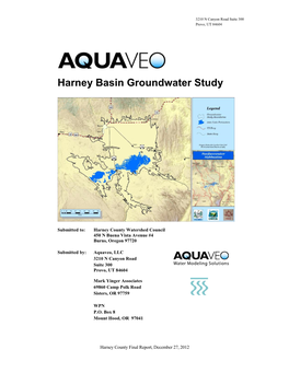 Harney Basin Groundwater Study