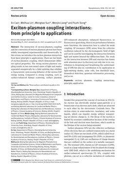 Exciton-Plasmon Coupling Interactions: from Principle to Applications
