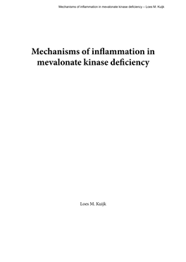 Mechanisms of Inflammation in Mevalonate Kinase Deficiency – Loes M