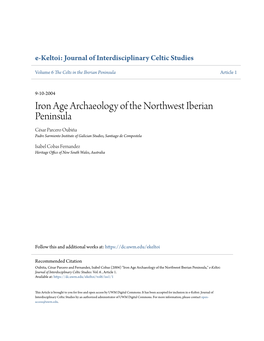 Iron Age Archaeology of the Northwest Iberian Peninsula César Parcero Oubiña Padre Sarmiento Institute of Galician Studies, Santiago De Compostela