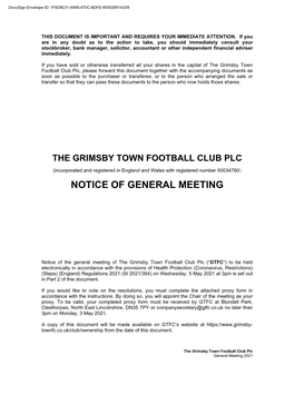 Notice of General Meeting