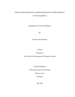 Molecular Systematics and Biogeography of Mesoamerican