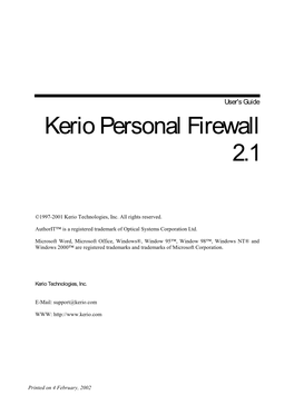 Kerio Personal Firewall 2.1