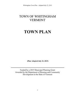 Whitingham Town Plan Adopted 07.22.15