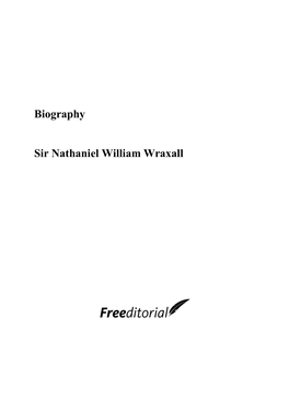 Biography Sir Nathaniel William Wraxall