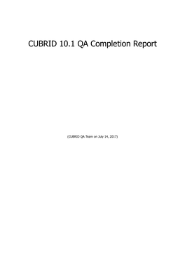 CUBRID 10.1 QA Completion Report