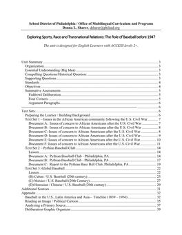 Exploring Sports, Race and Transnational Relations: the Role of Baseball Before 1947