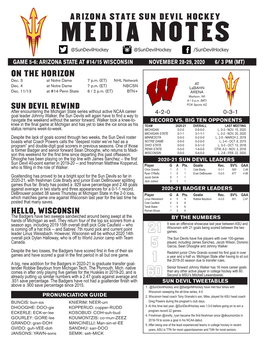 MEDIA NOTES @Sundevilhockey @Sundevilhockey /Sundevilhockey