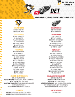 Goaltenders Defensemen Forwards Management