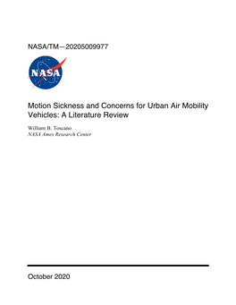 Motion Sickness and Concerns for Urban Air Mobility Vehicles: a Literature Review