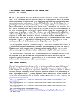1 Embracing Our Shared Humanity: Civility for Our Times Professor Paula Lustbader on July 18, Leroy Smith, Director of the South