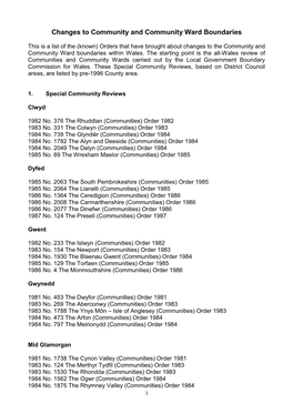 Changes to Community and Community Ward Boundaries