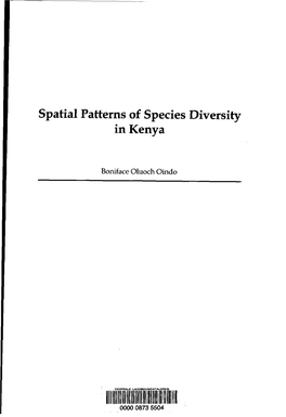 Spatial Patterns of Species Diversity in Kenya