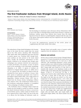 The First Freshwater Molluscs from Wrangel Island, Arctic Russia