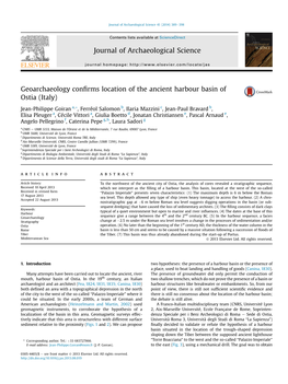 Geoarchaeology Confirms Location of the Ancient Harbour Basin of Ostia