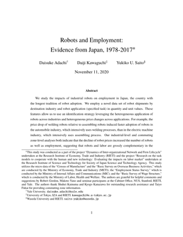 Robots and Employment: Evidence from Japan, 1978-2017∗