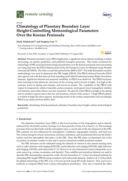 Climatology of Planetary Boundary Layer Height-Controlling Meteorological Parameters Over the Korean Peninsula