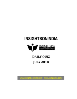 Insights July 2018 Daily Quiz