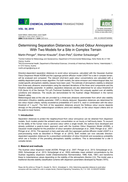 Determining Separation Distances to Avoid Odour Annoyance with Two Models for a Site in Complex Terrain