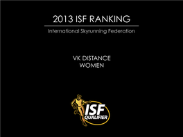 2013 ISF RANKING International Skyrunning Federation