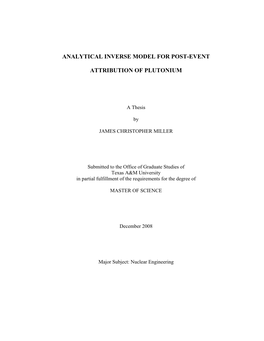 Analytical Inverse Model for Post-Event Attribution of Plutonium