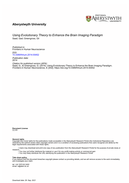 Using Evolutionary Theory to Enhance the Brain Imaging Paradigm Saad, Gad; Greengross, Gil