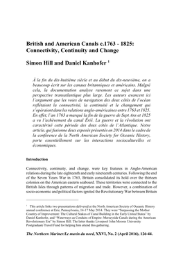 Canals & British Imperialism During the Long American