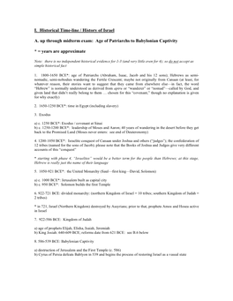 I. Historical Time-Line / History of Israel A. up Through Midterm Exam: Age