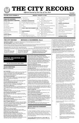 THE CITY RECORD Official Journal of the City of New York the CITY RECORD U.S.P.S.0114-660