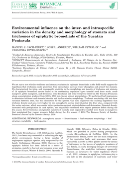 And Intraspecific Variation in the Density And