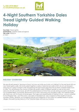 4-Night Southern Yorkshire Dales Tread Lightly Guided Walking Holiday