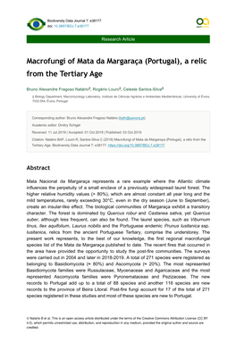 Macrofungi of Mata Da Margaraça (Portugal), a Relic from the Tertiary Age