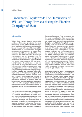 Cincinnatus Popularized: the Heroization of William Henry Harrison During the Election Campaign of 1840