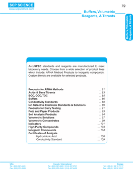 79 Buffers, Volumetric Reagents, & Titrants SCP SCIENCE