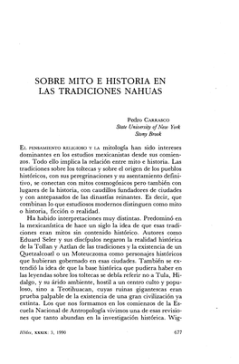 Sobre Mito E Historia En Las Tradiciones Nahuas