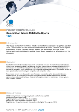 Competition Issues Related to Sports 1996