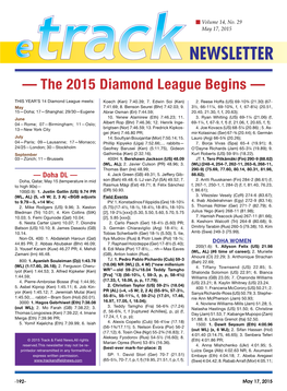 — the 2015 Diamond League Begins —