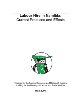 Labour Hire in Namibia: Current Practices and Effects