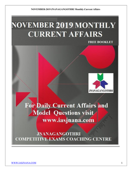 NOVEMBER-2019 JNANAGANGOTHRI Monthly Current Affairs