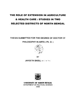The Role of Extension in Agriculture & Health Care: Studies in Two Selected