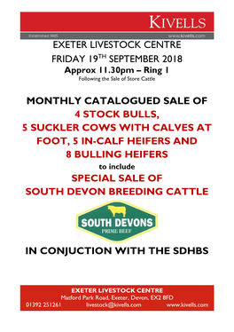 Exeter Livestock Centre Friday 19Th September 2018