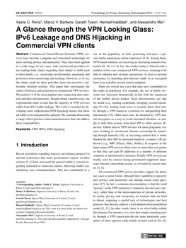 Ipv6 Leakage and DNS Hijacking in Commercial VPN Clients