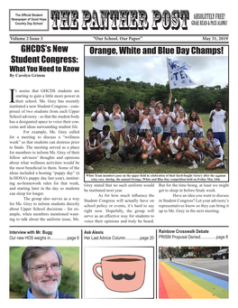 The PANTHER POST GRAB, READ & PASS ALONG! Volume 2 Issue 3 “Our School