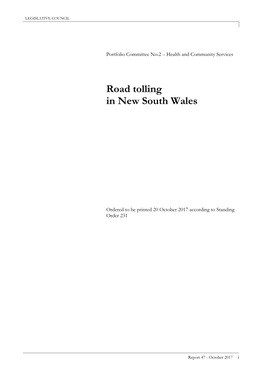 Road Tolling in New South Wales