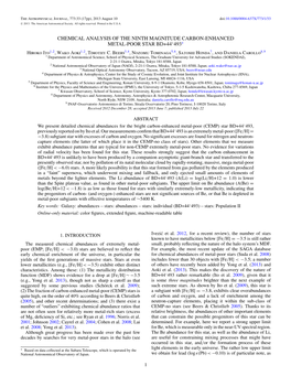 CHEMICAL ANALYSIS of the NINTH MAGNITUDE CARBON-ENHANCED METAL-POOR STAR BD+44◦493∗ Hiroko Ito1,2, Wako Aoki1,2, Timothy C