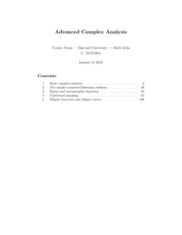 Advanced Complex Analysis