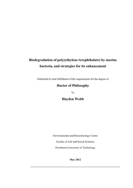 Biodegradation of Poly(Ethylene Terephthalate) by Marine Bacteria, and Strategies for Its Enhancement