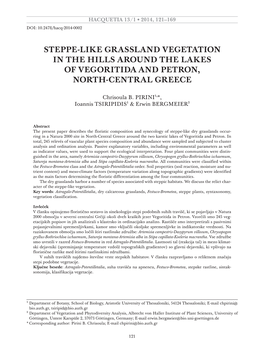 Steppe-Like Grassland Vegetation in the Hills Around the Lakes of Vegoritida and Petron, North-Central Greece